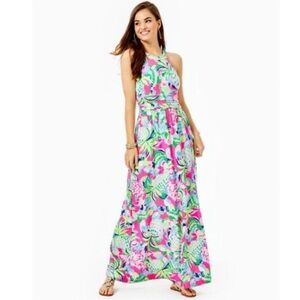 Lilly Pulitzer Talulla Raise The Bar Multi Pineapple Sleeveless Maxi Dress M